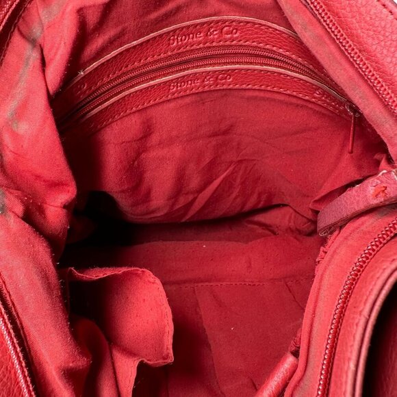 Stone and Co Pebbled Red Leather Crossbody Bag Soft Boho Festival 70s 90s y2k - Picture 14 of 16